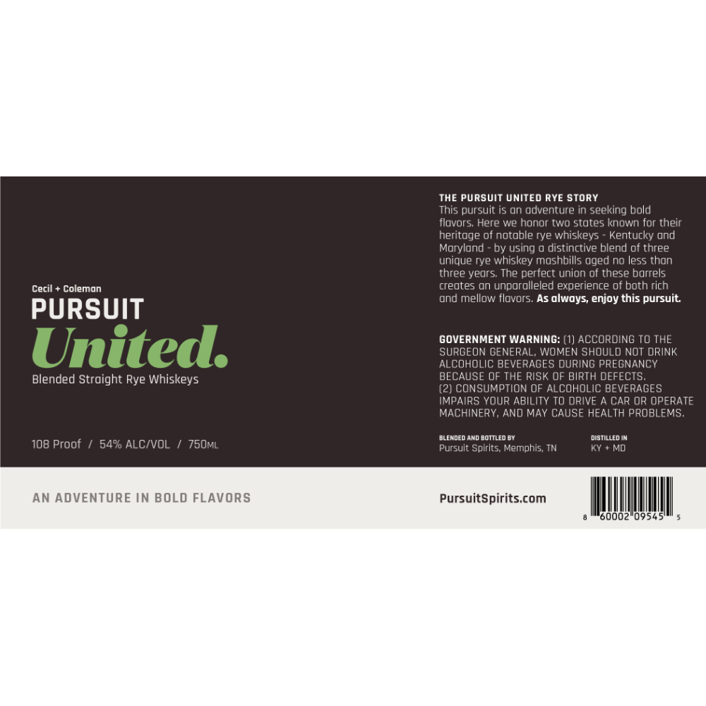 Buy Cecil & Coleman Pursuit United Blended Straight Rye Whiskeys Online