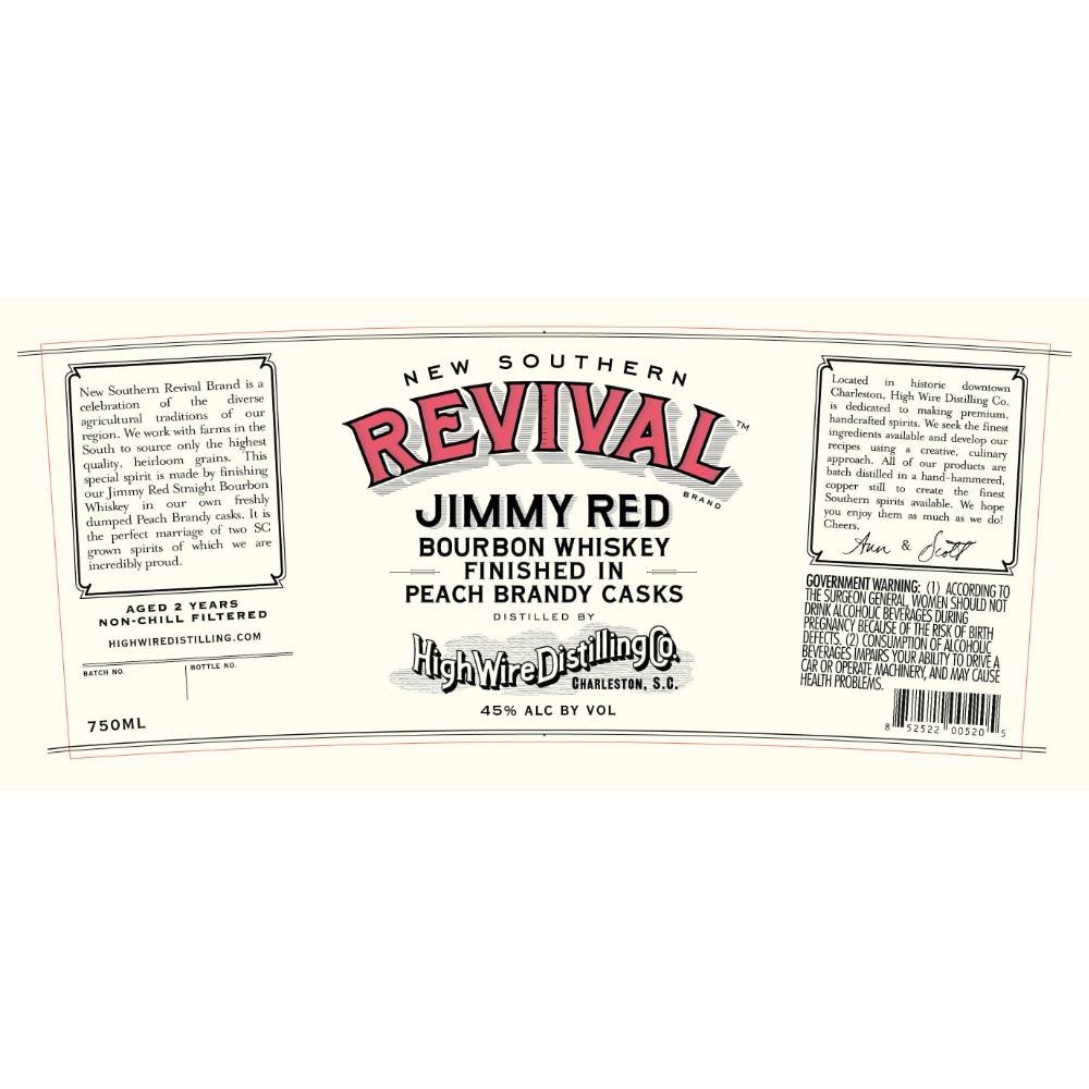 Buy New Southern Revival Jimmy Red Bourbon Finished In Peach Brandy Casks Online