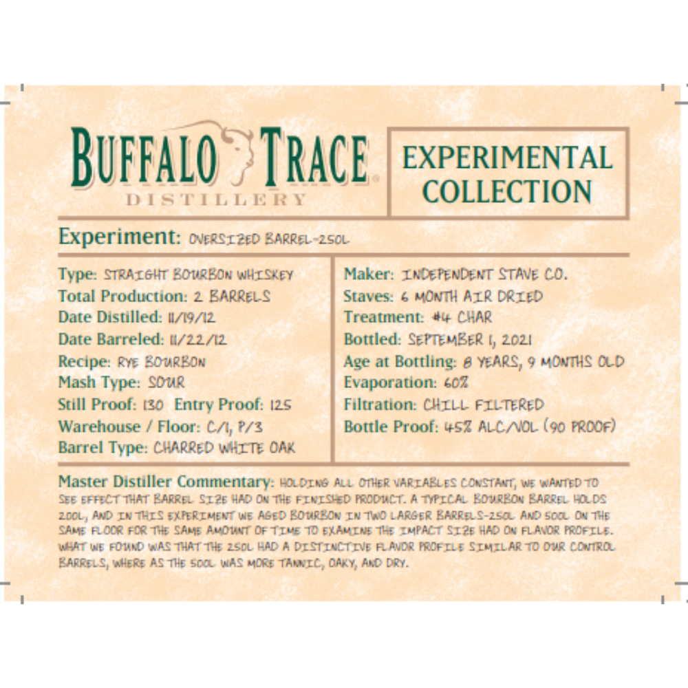 Buy Buffalo Trace Experimental Collection Oversized Barrel 250L Online