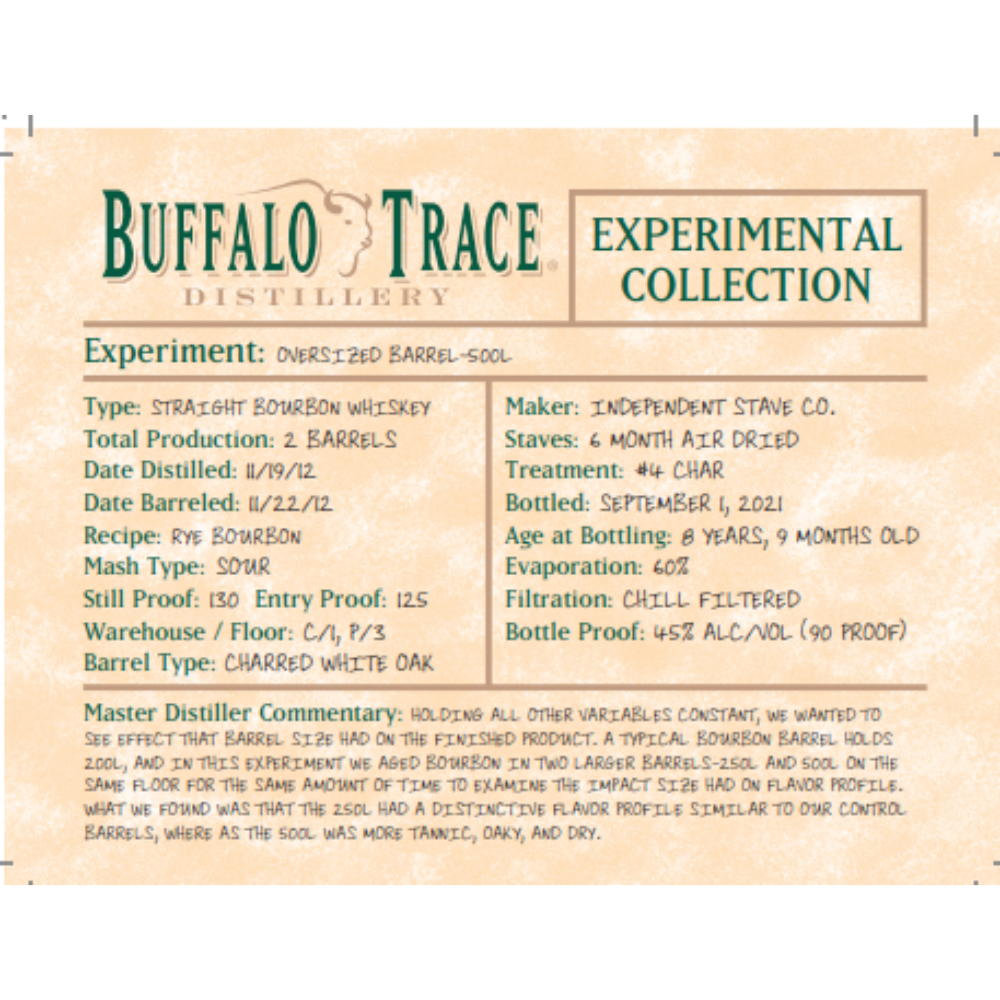 Buy Buffalo Trace Experimental Collection Oversized Barrel 500L Online