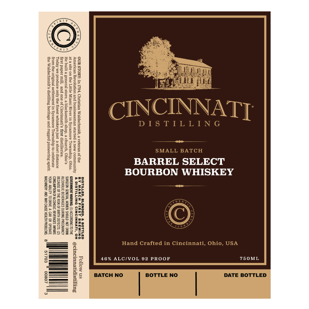 Buy Cincinnati Distilling Small Batch Barrel Select Bourbon Online