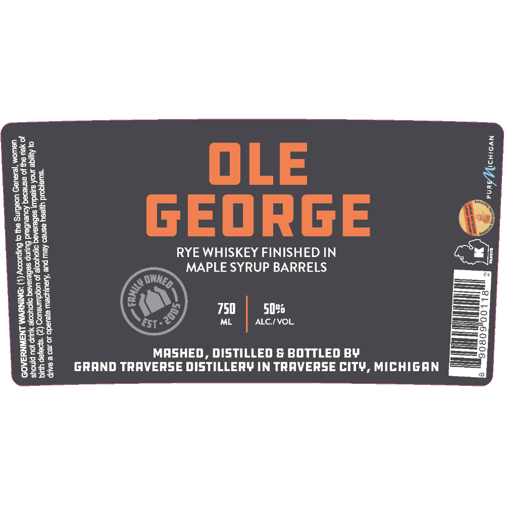 Buy Grand Traverse Distillery Ole George Rye Whiskey Online