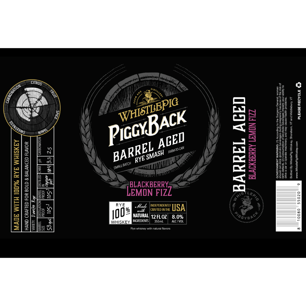 Buy WhistlePig PiggyBack Barrel Aged Blackberry Lemon Fizz Online