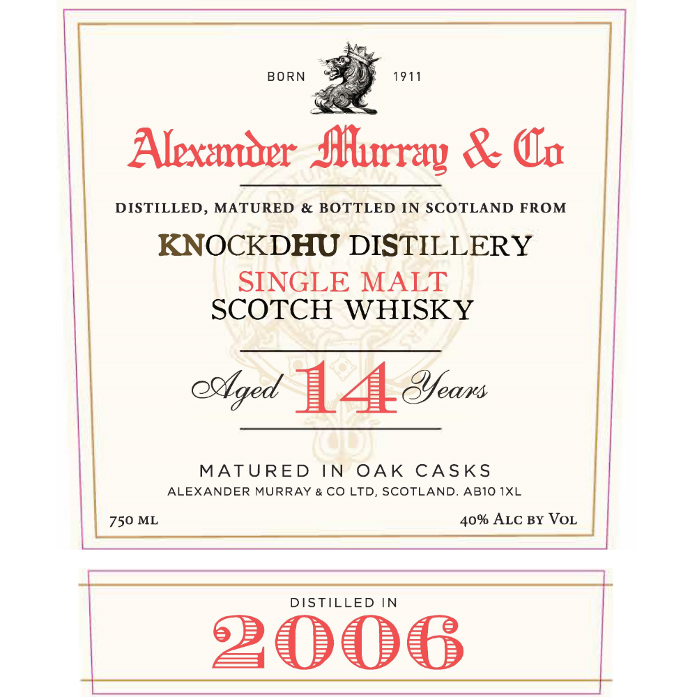Buy Alexander Murray Knockdhu Distillery 14 Year Old Online
