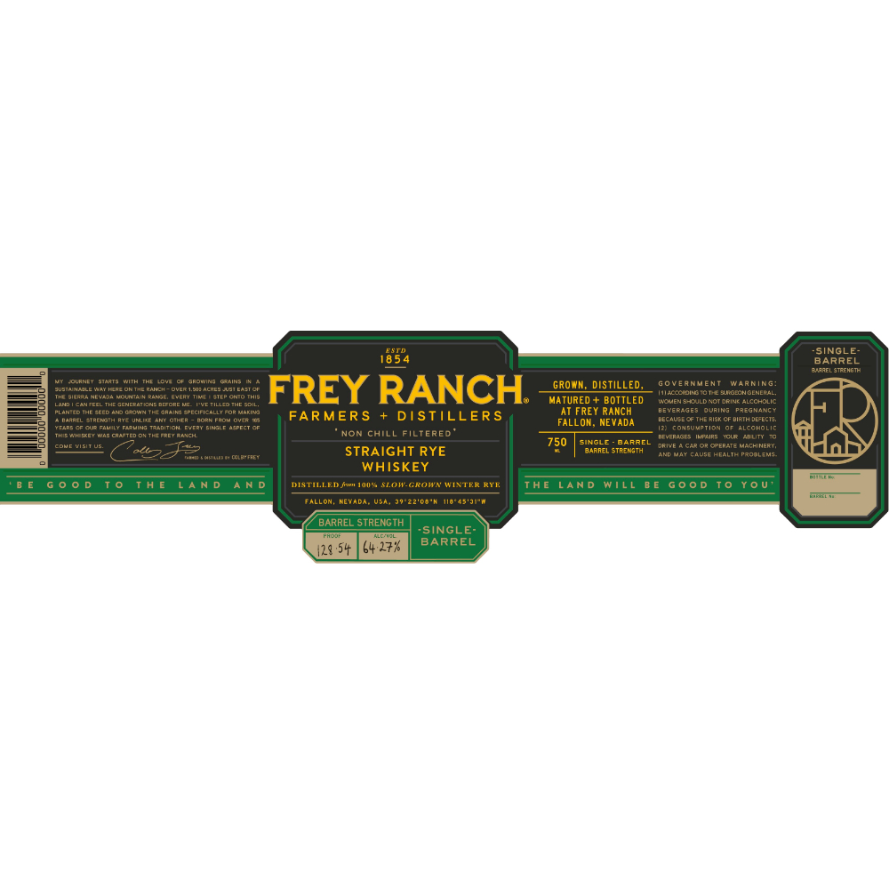 Buy Frey Ranch Single Barrel Barrel Strength Straight Rye Online