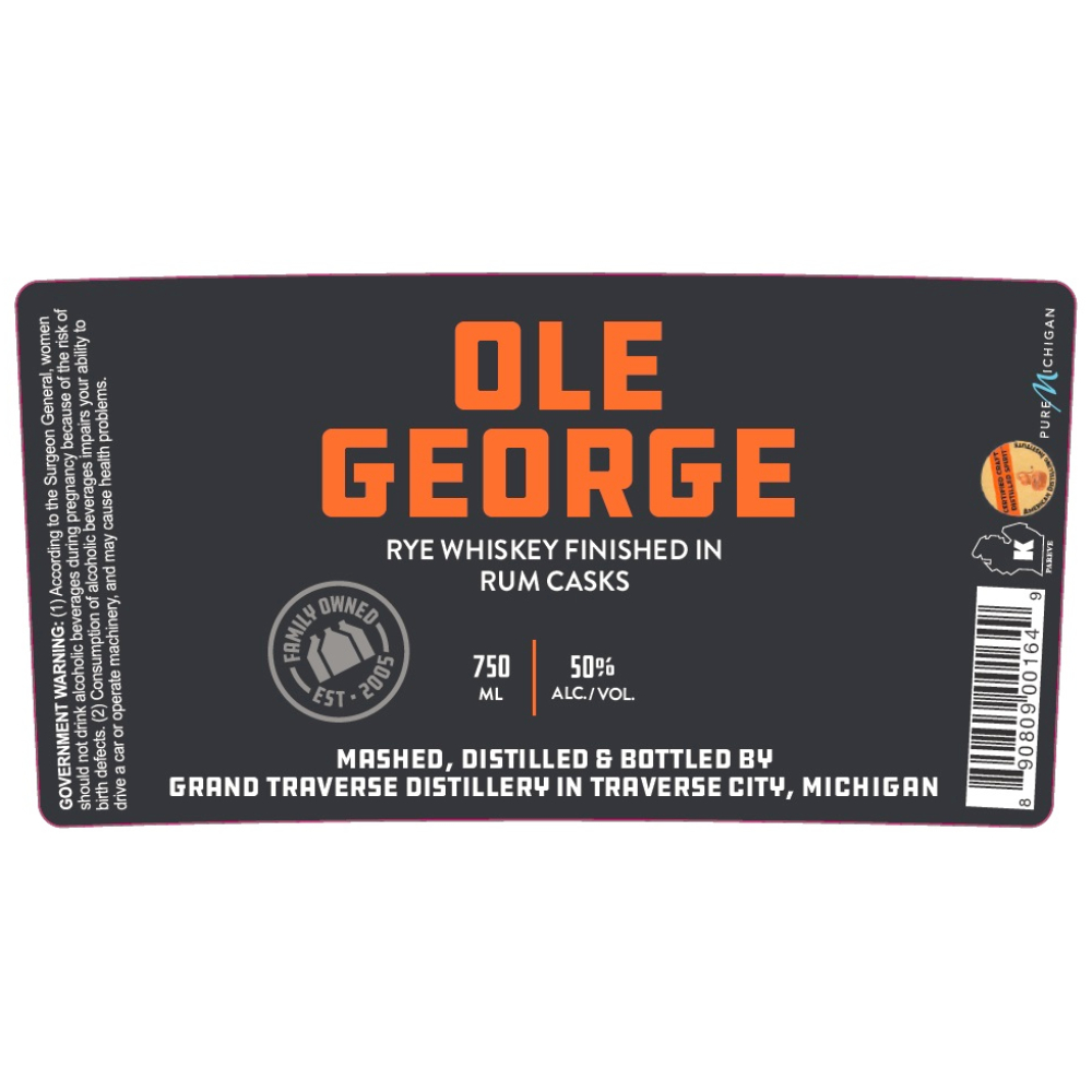 Buy Grand Traverse Distillery Ole George Rye Finished in Rum Casks Online