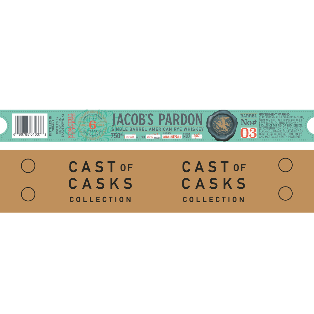 Buy Jacob‘s Pardon Cast of Casks 6 Year Old Rye Barrel No #03 Online