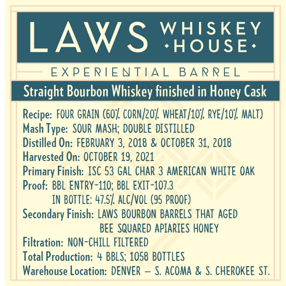 Buy Laws Experiential Barrel Straight Bourbon Finished in Honey Cask Online