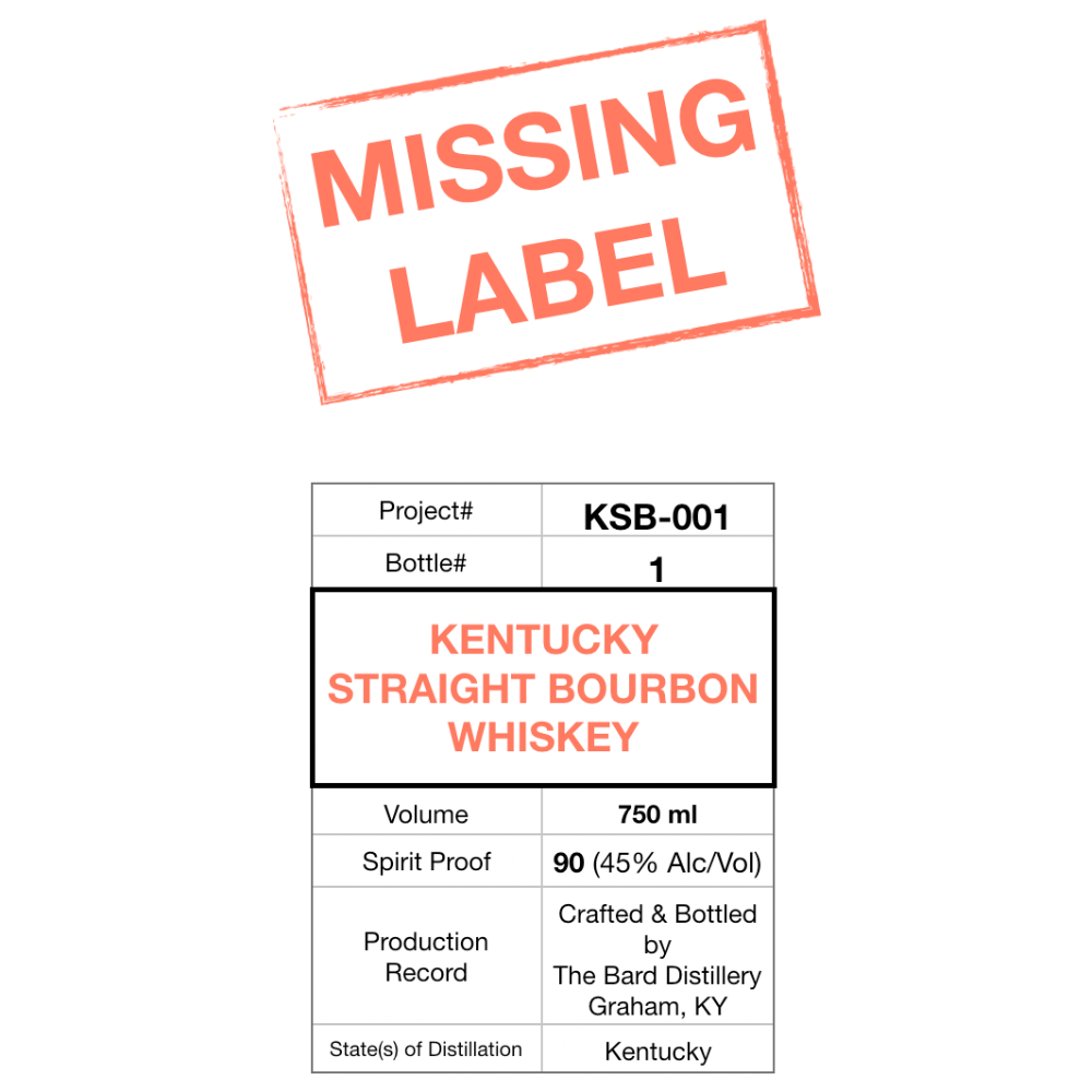 Buy The Bard Distillery Missing Label Straight Bourbon Online