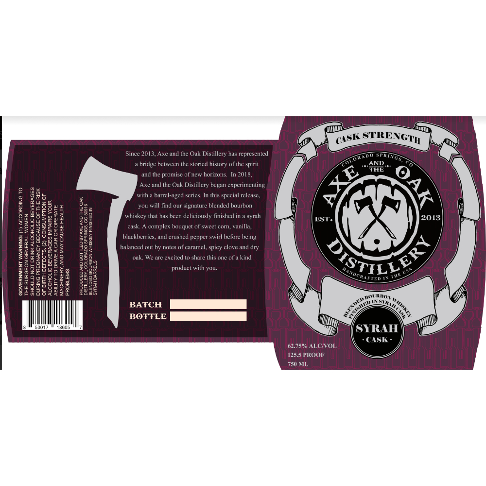 Buy Axe And The Oak Distillery Syrah Cask Bourbon Online