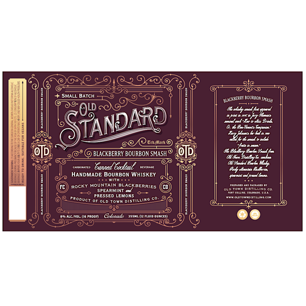 Buy Old Standard Blackberry Bourbon Smash Canned Cocktail Online