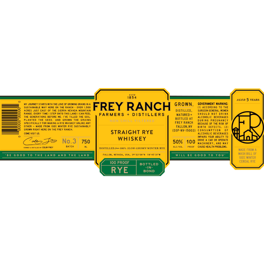 Buy Frey Ranch 5 Year Old Bottled in Bond Straight Rye Online
