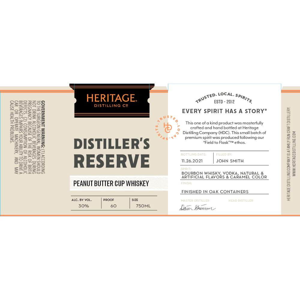 Buy Heritage Distilling Distiller’s Reserve Peanut Butter Cup Whiskey Online
