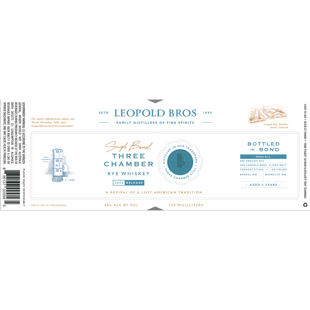 Buy Leopold Bros Three Chamber Rye 2022 Release Online