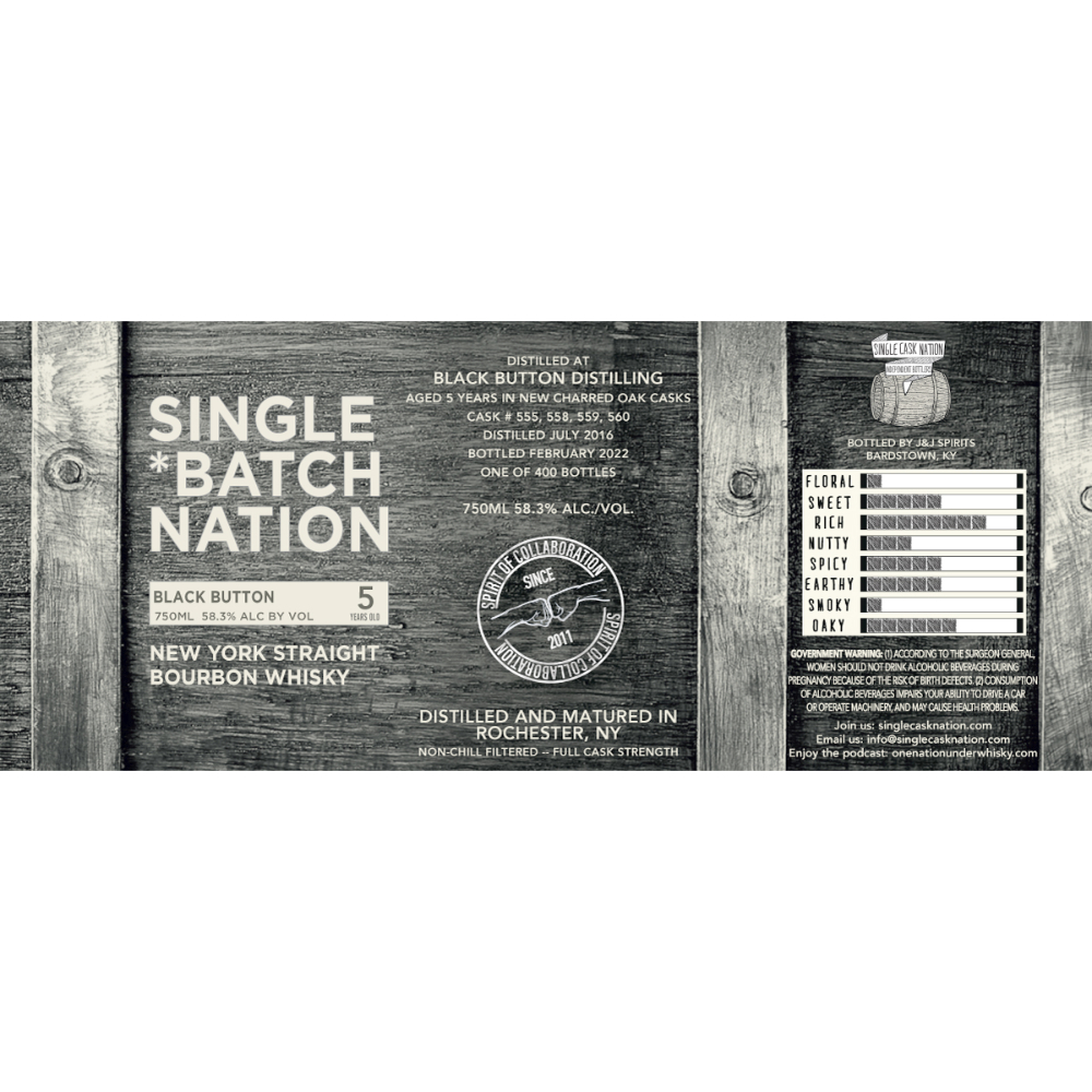 Buy Single Batch Nation Black Button 5 Year Old New York Bourbon Online