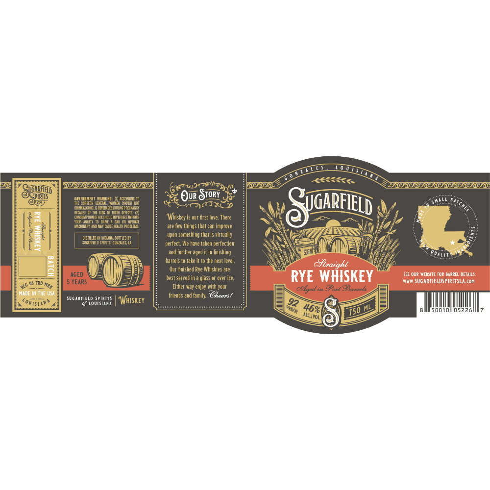 Buy Sugarfield Straight Rye Whiskey Aged in Port Barrels Online