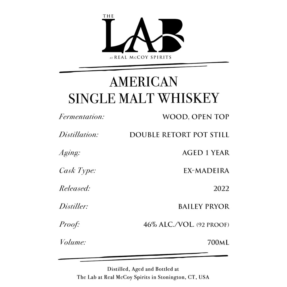Buy The Lab at Real Mccoy Spirits American Single Malt Whiskey Online