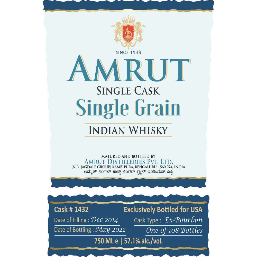 Buy Amrut Single Cask Single Grain Indian Whisky Online