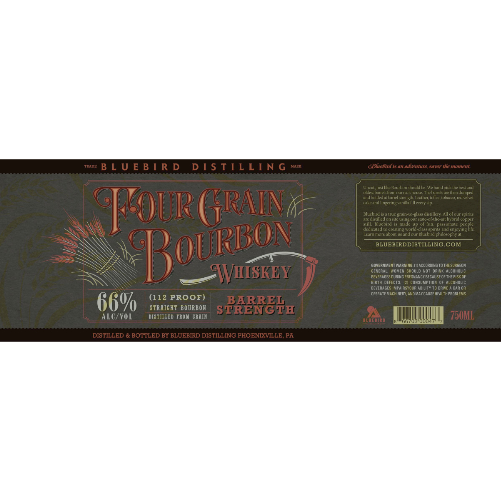 Buy Bluebird Distilling Four Grain Barrel Strength Bourbon Online