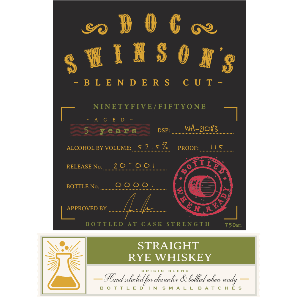 Buy Doc Swinson’s Blenders Cut Ninetyfive:Fiftyone Straight Rye Online