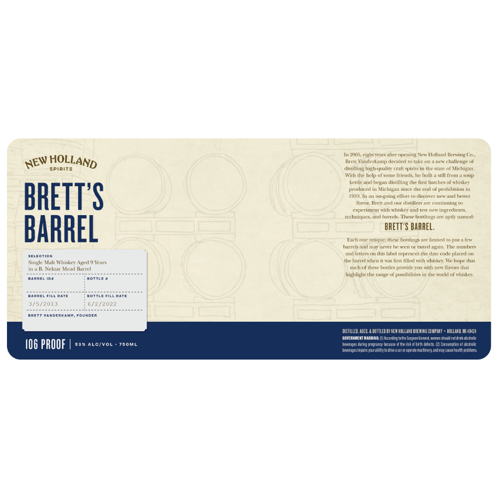 Buy New Holland Brett’s Barrel 9 Year Single Malt Whiskey Online