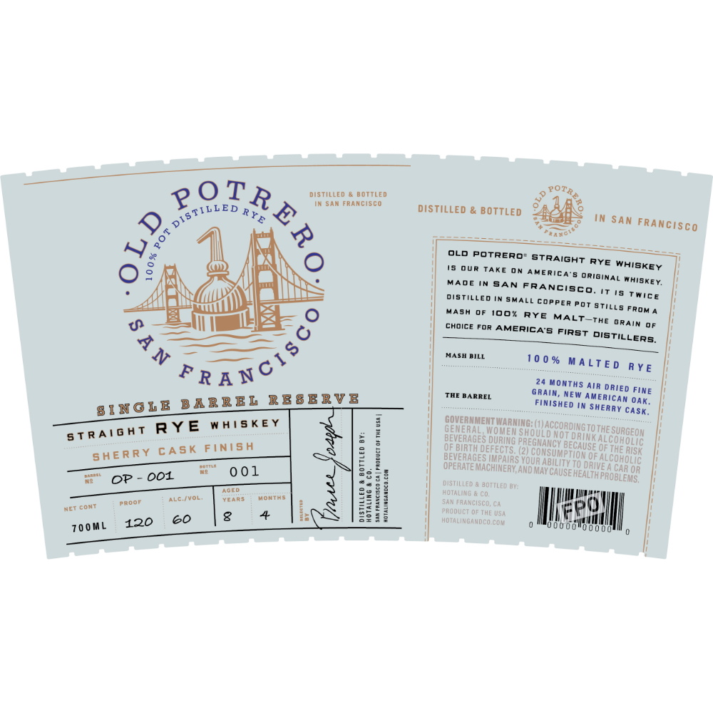 Buy Old Potrero 8 Year Old Single Barrel Reserve Rye Sherry Cask Finish Online