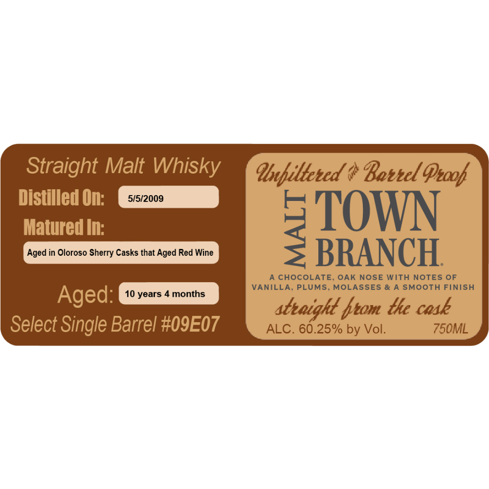 Buy Town Branch Straight Malt Whiskey Oloroso Sherry Cask Aged Online